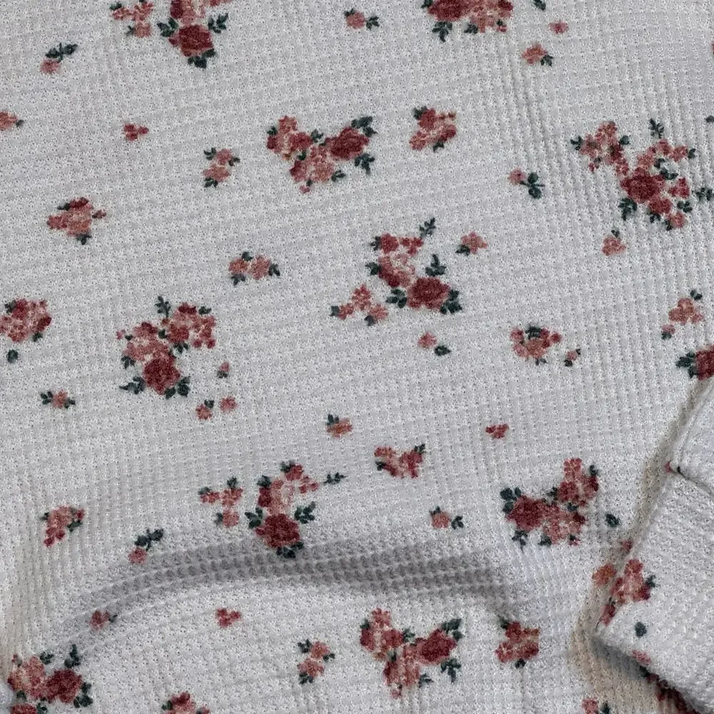 abercrombie kids waffle knit floral crop top size 7/8
